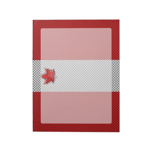 Canadees rood manleder in koolstofvezel notitieblok (Linkerzijde)