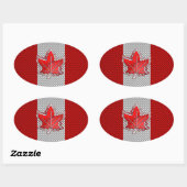 Canadees rood manleder in koolstofvezel ovale sticker (Vel)