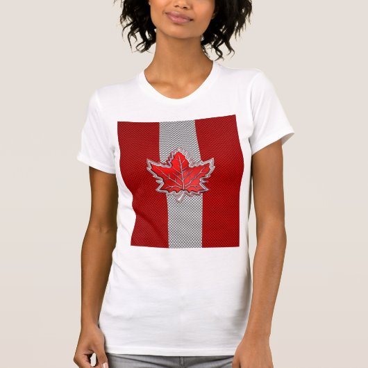 Canadees rood manleder in koolstofvezel t-shirt (Voorkant)