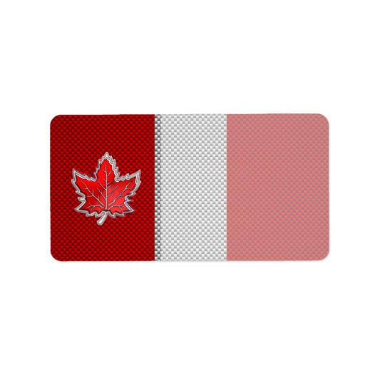 Canadees rood manleder op koolstofvezel afdrukken etiket (Voorkant)