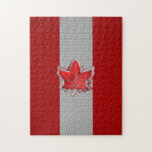 Canadees rood manleder op koolstofvezel afdrukken legpuzzel (Verticaal)