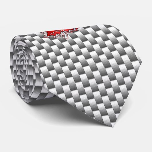 Canadees rood manleder op koolstofvezel afdrukken stropdas (Opgerold)