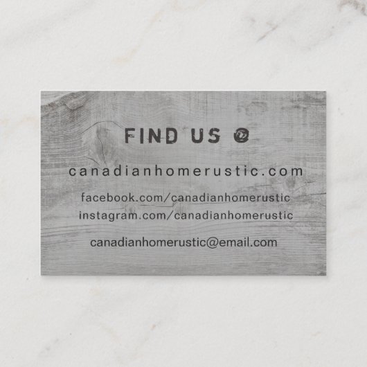 Canadees rustiek hout ambacht werk thema Canadese Visitekaartje (Achterkant)