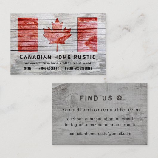 Canadees rustiek hout ambacht werk thema Canadese Visitekaartje (Voorkant / Achterkant)