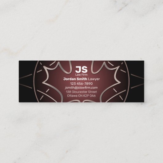 Canadees Services Mini Visitekaartje (Achterkant)