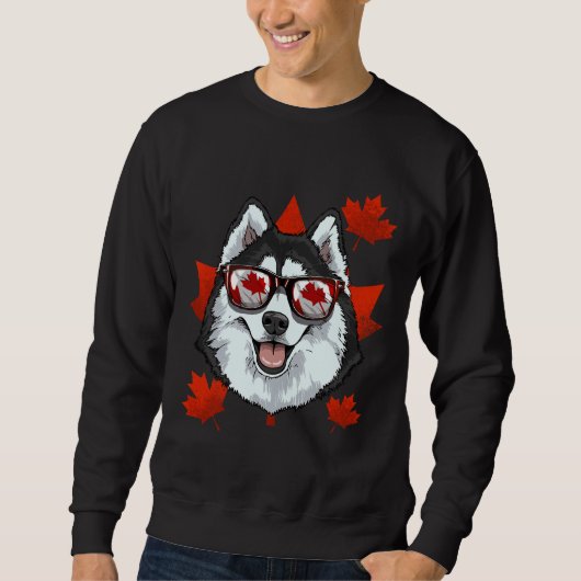 Canadees Siberian Husky Dog Maple Leaf Patriotic C Trui (Voorkant)