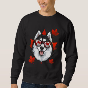 Canadees Siberian Husky Dog Maple Leaf Patriotic C Trui