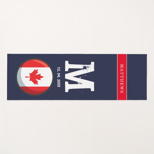 Canadees tot Vlag Rood Blauw Patriottisch Monogram Yogamat (Voorkant (horizontaal))