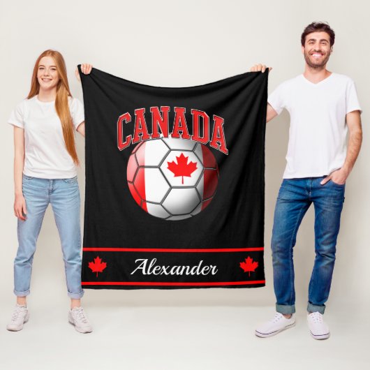 Canadees Vlag Voetbal | Naam Fleece Deken (In situ)