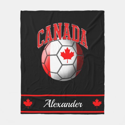 Canadees Vlag Voetbal | Naam Fleece Deken (Voorkant)