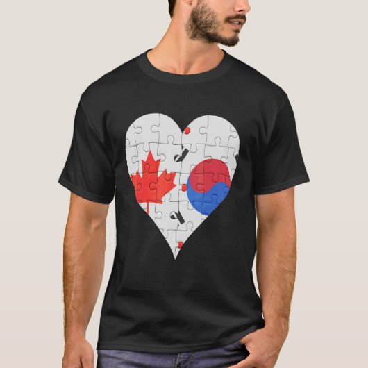 Canadees Zuid-Koreaans vlaggenhart T-shirt (Voorkant)