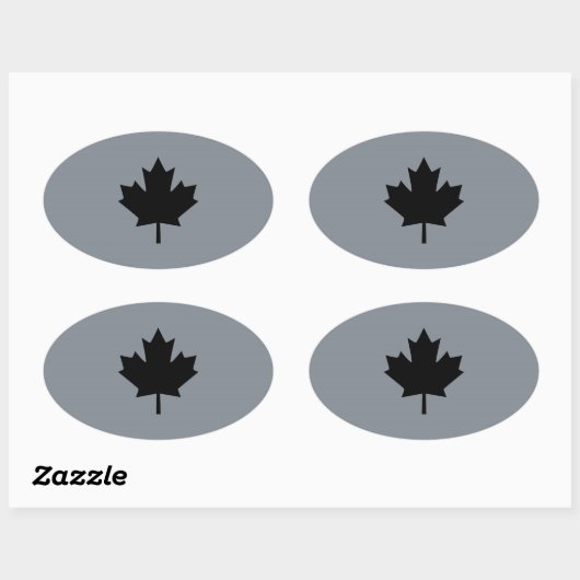 Canadees zwart-mappenblad ovale sticker (Vel)