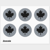 Canadees zwart-mappenblad ronde sticker (Vel)