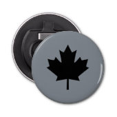 Canadees zwarte bladsymbool button flesopener (Voorkant)