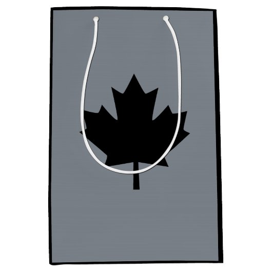 Canadees zwarte bladsymbool medium cadeauzakje (Voorkant)