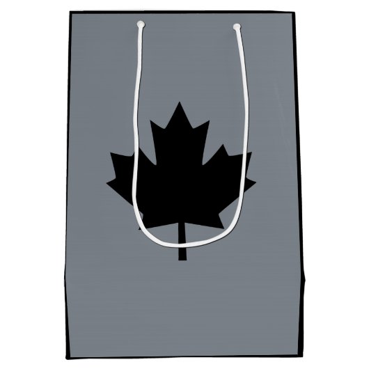 Canadees zwarte bladsymbool medium cadeauzakje (Achterkant)