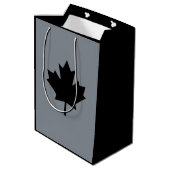 Canadees zwarte bladsymbool medium cadeauzakje (Achterkant Gekanteld)