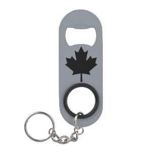 Canadees zwarte bladsymbool sleutelhanger flessenopener