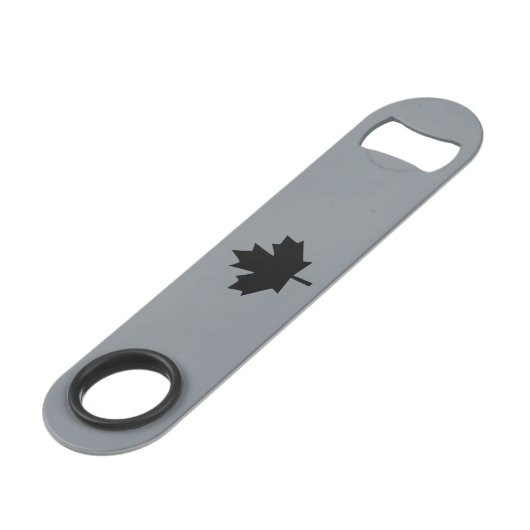 Canadees zwarte bladsymbool speed flessenopener (Voorkant Gekanteld)