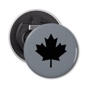 Canadees zwarte leder op grijs button flesopener