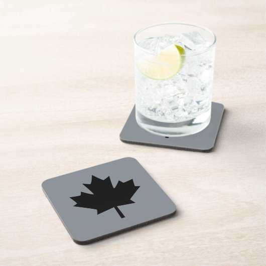 Canadees zwarte leder op grijs drankjes onderzetter (Rechterzijde)