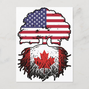 Canadese Amerikaanse Amerikaanse vlag voor boomsta Briefkaart