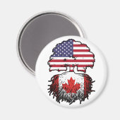 Canadese Amerikaanse Amerikaanse vlag voor boomsta Magneet (Voorkant / Achterkant)