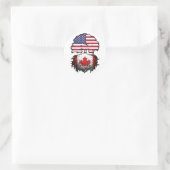 Canadese Amerikaanse Amerikaanse vlag voor boomsta Ronde Sticker (Tas)
