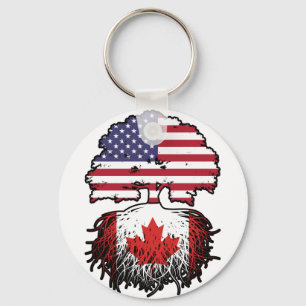 Canadese Amerikaanse Amerikaanse vlag voor boomsta Sleutelhanger