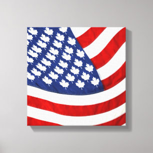 Canadese/Amerikaanse golfvlag Canvas Afdruk