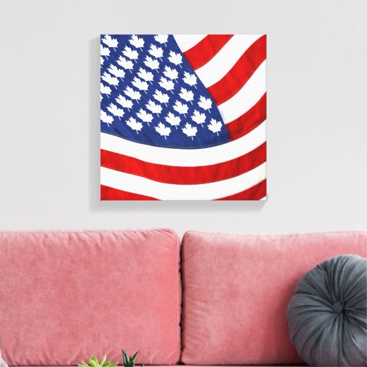 Canadese/Amerikaanse golfvlag Canvas Afdruk (Insitu (Woonkamer))