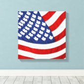 Canadese/Amerikaanse golfvlag Canvas Afdruk (Insitu (Houten vloer))