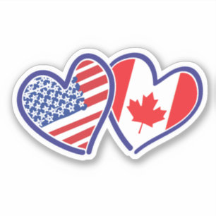 Canadese Amerikaanse hartvlaggen Sticker