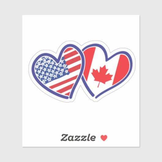 Canadese Amerikaanse hartvlaggen Sticker (Vel)