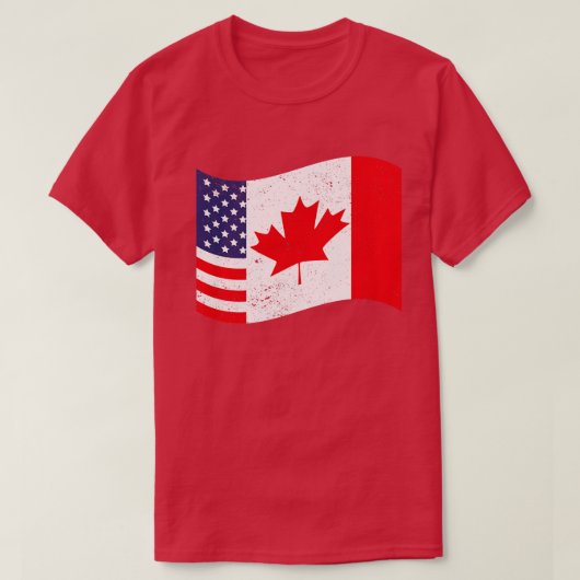 Canadese Amerikaanse vlag Amerikaanse Maple Leaf C T-shirt (Design voorkant)