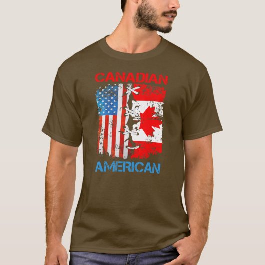Canadese Amerikaanse vlag Canada Day Mannen Vrouwe T-shirt (Voorkant)
