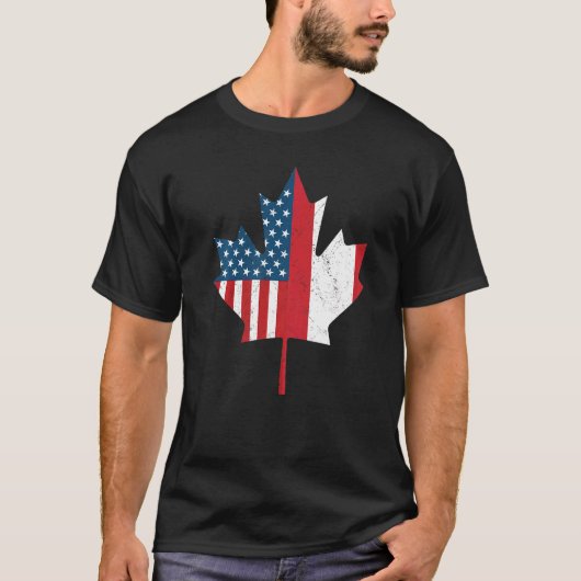 Canadese Amerikaanse vlag Canada USA Roots  T-shirt (Voorkant)