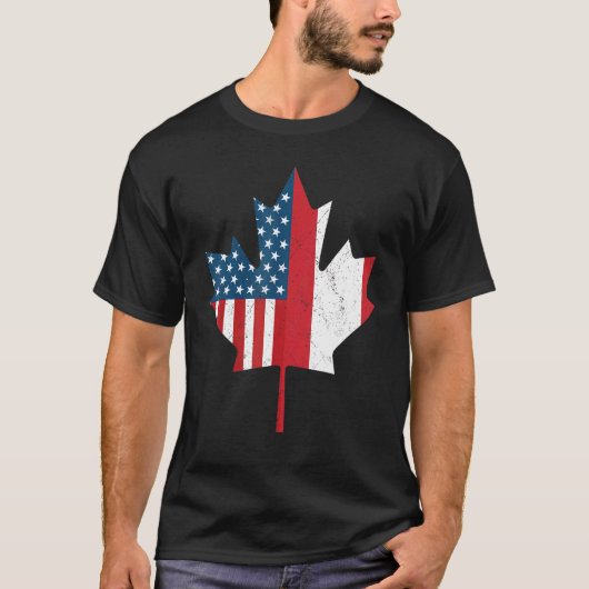Canadese Amerikaanse vlag Canada USA Roots  T-shirt (Voorkant)