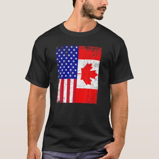 Canadese Amerikaanse vlag Canada vlag 4e juli T-shirt (Voorkant)