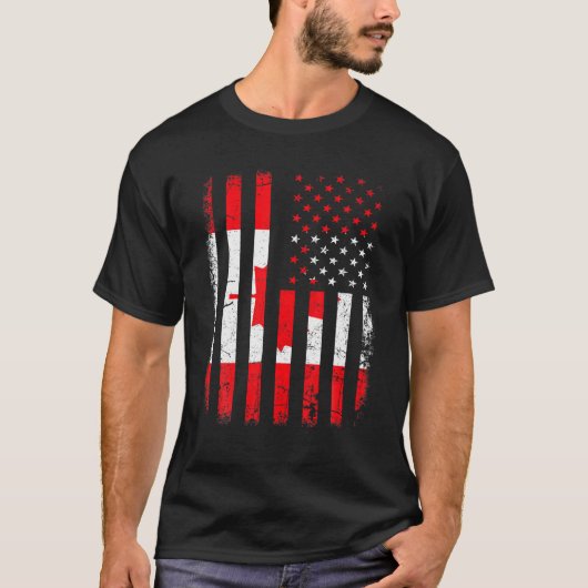 Canadese Amerikaanse Vlag Canadese Roots Canada Am T-shirt (Voorkant)
