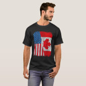 Canadese Amerikaanse vlag Half USA Canada Root Pro T-shirt (Voorkant volledig)