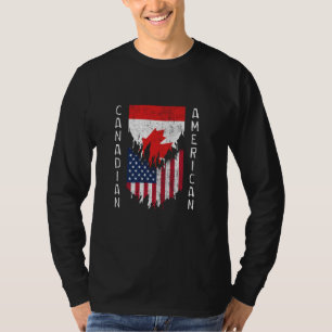 Canadese Amerikaanse vlaggen verscheurd Canada T-shirt