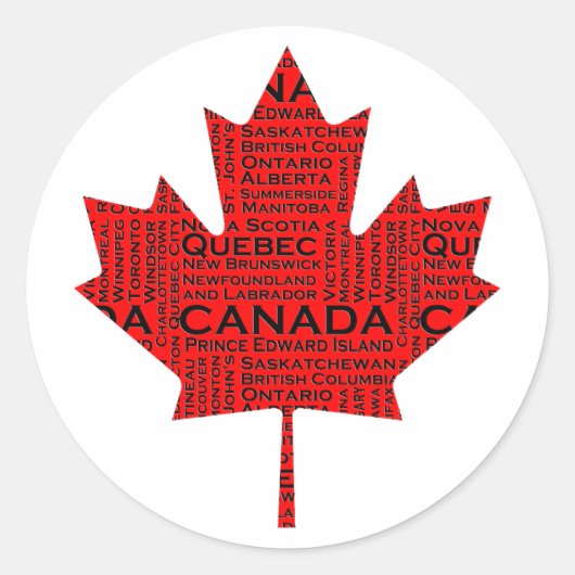 Canadese aple Leaf met tekst Ronde Sticker (Voorkant)