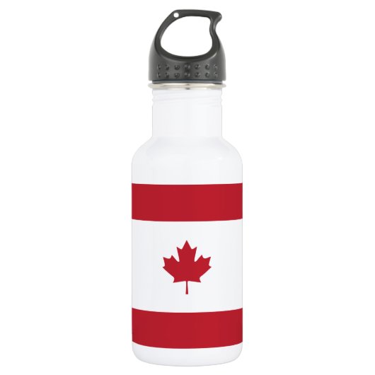 Canadese aple Leaf Red Stripe Water Fles (Voorkant)