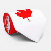 Canadese aple op Red and White Pinstripe Stropdas (Opgerold)