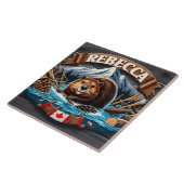 Canadese bever, besneeuwde berg tegeltje (Zijkant)