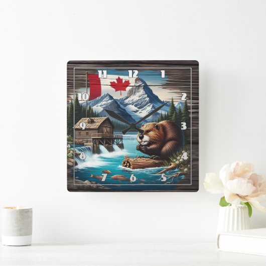Canadese bever bij Mountain Lake tijdens de dag Vierkante Klok (Huis)