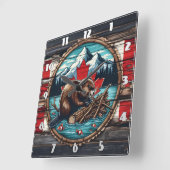 Canadese bever bouwt een dam bij Mountain Lake Vierkante Klok (Hoek)