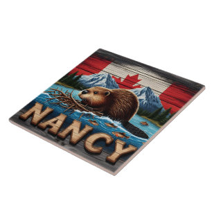 Canadese bever bouwt nest nabij Mountain Lake Tegeltje