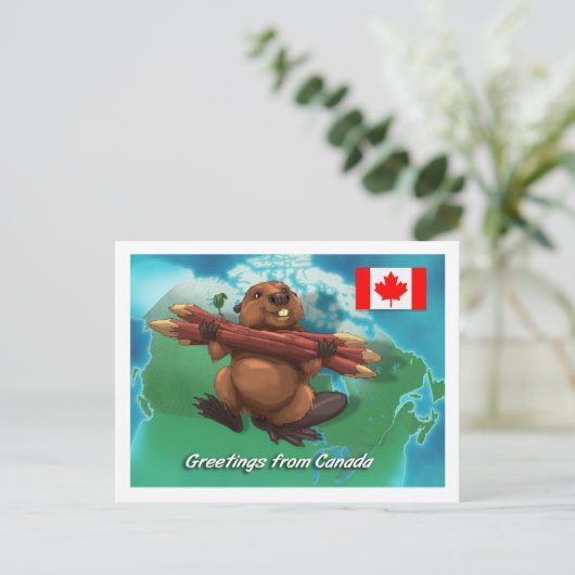 Canadese bever briefkaart (Staand voorkant)